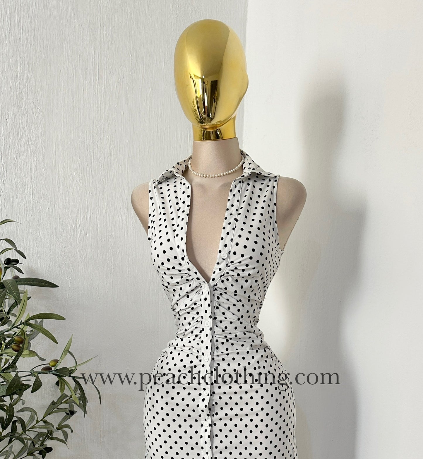 Vestido midi polka white