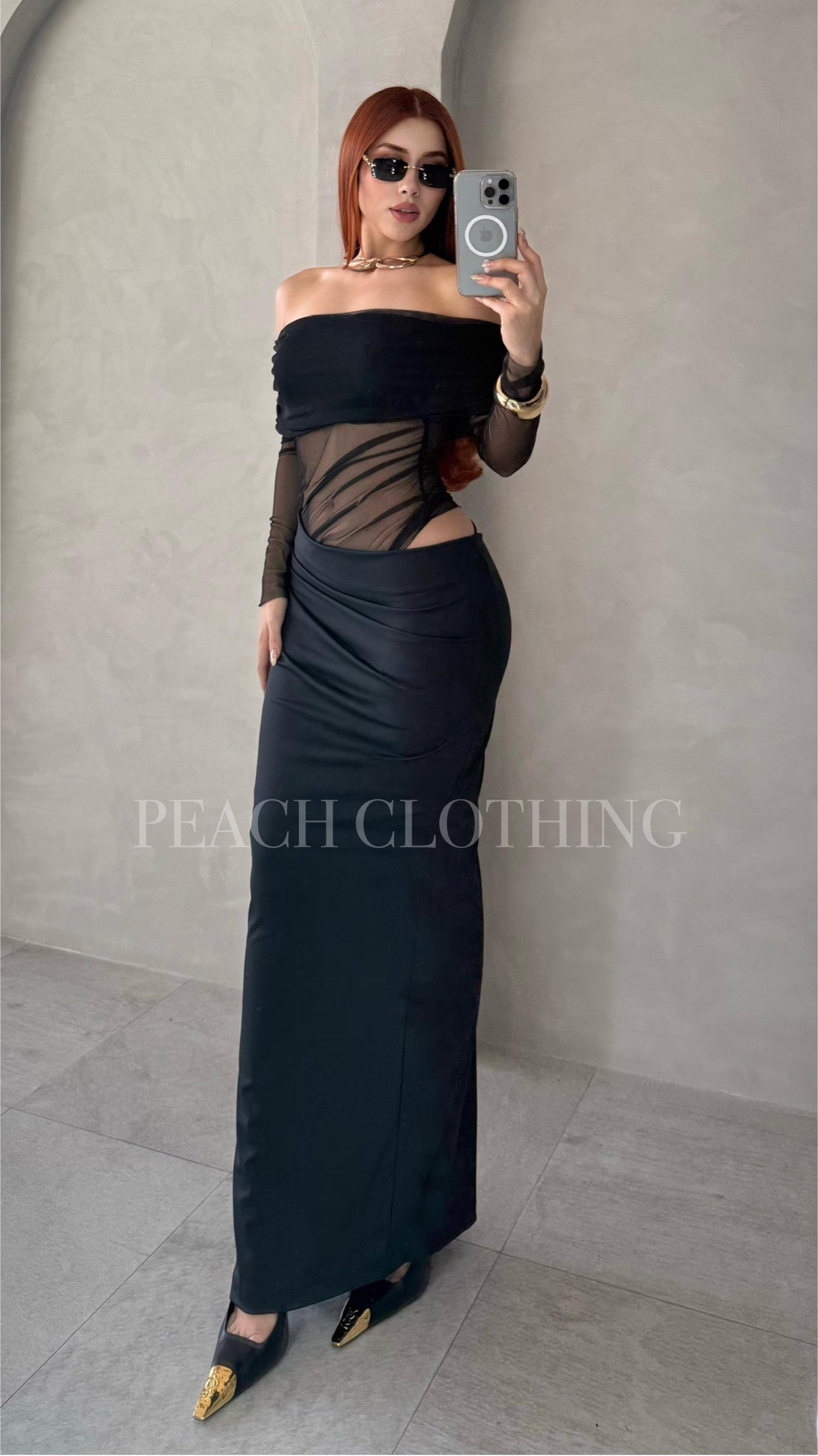 Maxi vestido transparencia