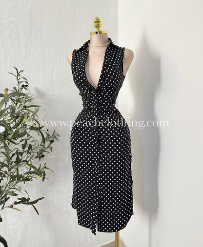 Vestido Polka Midi Black