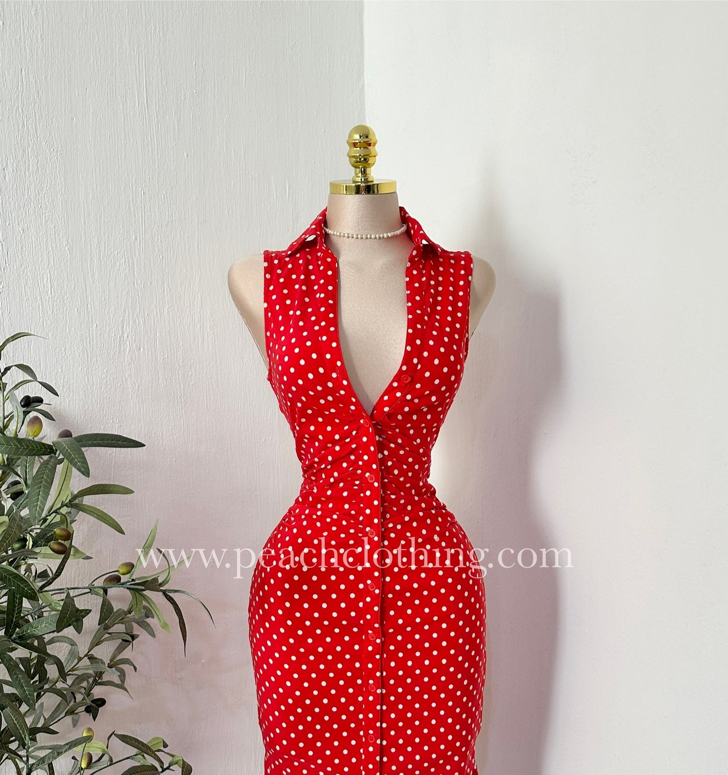 Vestido Polka Midi Red