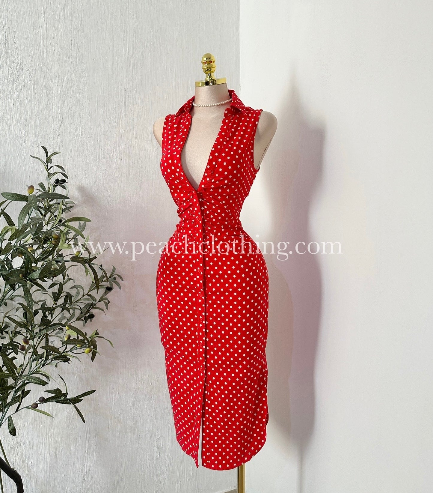 Vestido Polka Midi Red