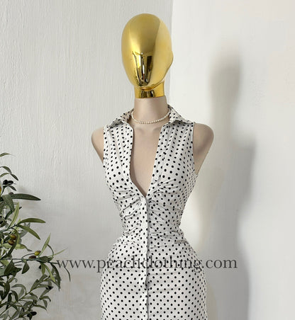 Vestido midi polka white