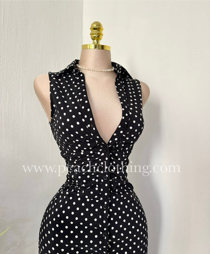 Vestido Polka Midi Black