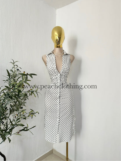 Vestido midi polka white