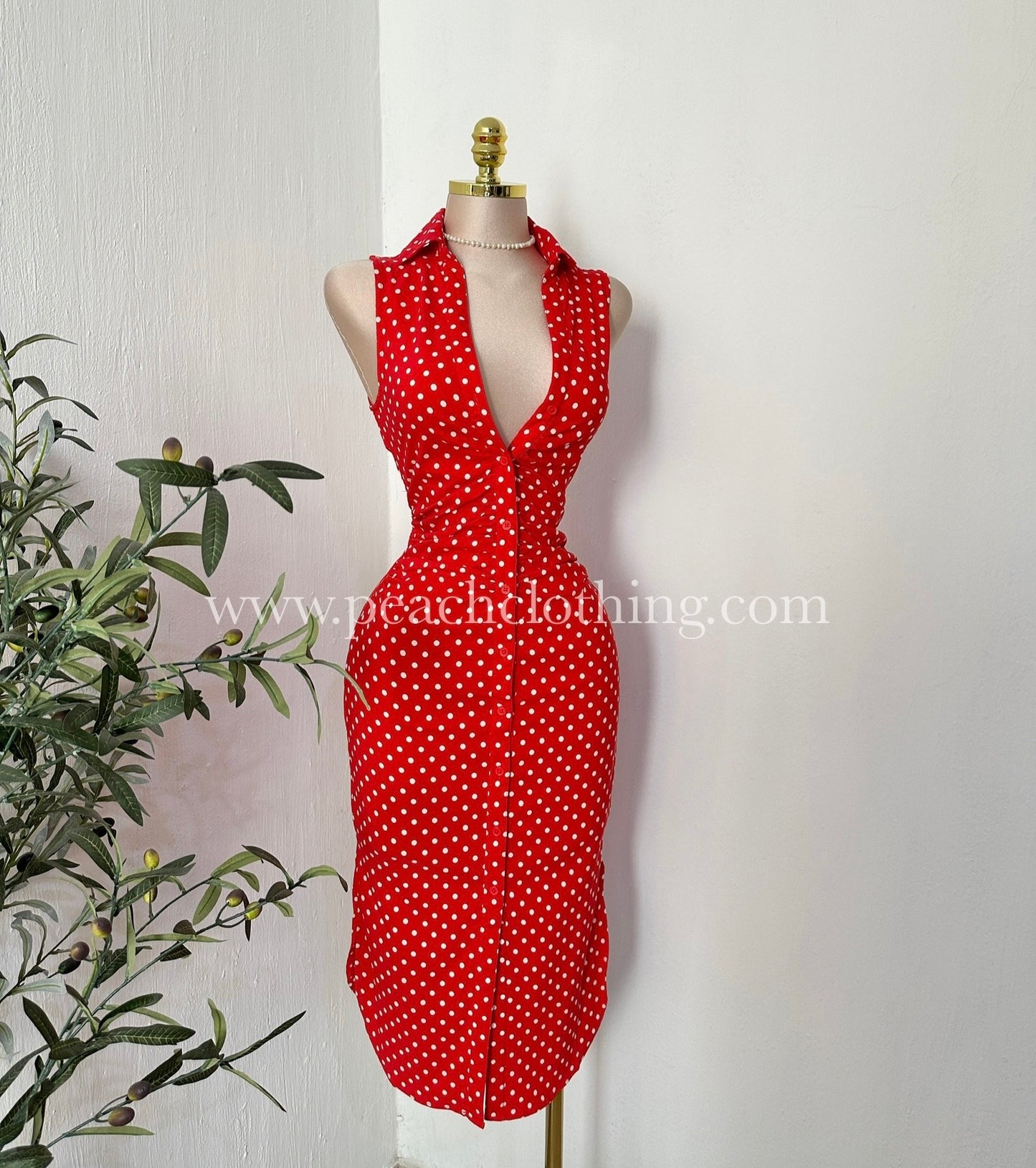 Vestido Polka Midi Red