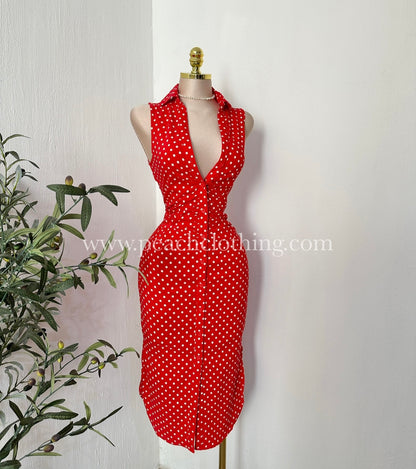 Vestido Polka Midi Red